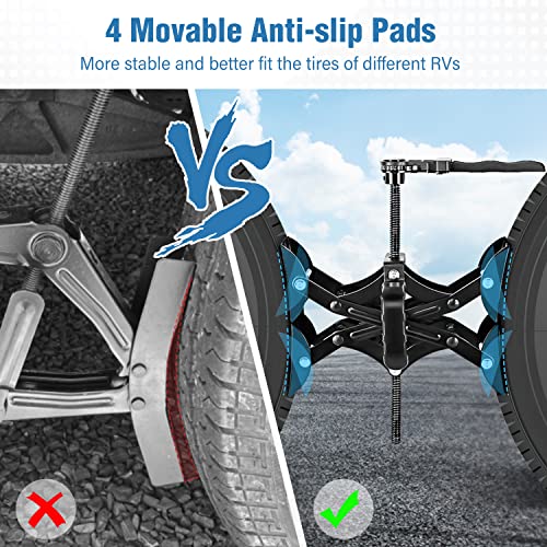 Yesker RV Wheel Chock with Built-in Wrench, Heavy Duty Wheel Chocks for Travel Trailers, X Chocks Wheel Stabilizer for Travel Trailers and Camper, Fits for Tire Spacing 3” to 10”