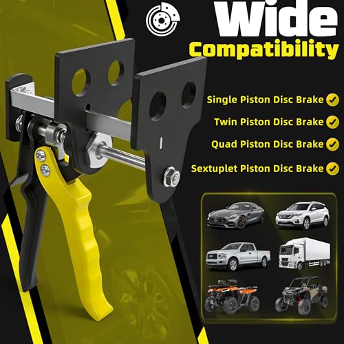 KJE 29100 Brake Caliper Compression Tool, Brake Pad Spreader for Single Dual Quad Piston Brake Pad Replacement, Heavy Duty Caliper Piston Compressor Tool Compatible with Most Cars & Light Trucks