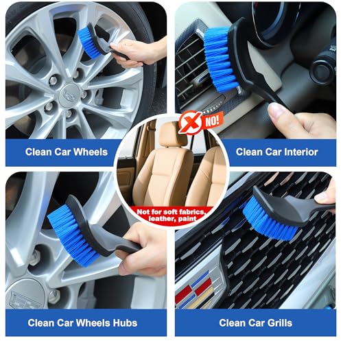 3Pcs Wheel Brush Kit, Soft Stiff Bristle Car Wheel Cleaner Brush for Tire & Rim Cleaning, Safe for Cars, Trucks, SUVs, Motorcycles, RVs - Ideal for Car Detailing (3)