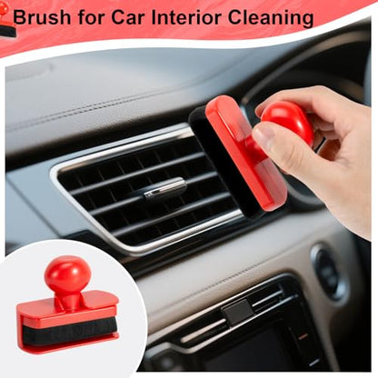 UNIMEIX Tire Shine Applicator Brush Large Vegan Tire Shine Brush with Storage Stand for Vehicles Tire Shine Polish Wax and Car Wash (Red) - color: Red