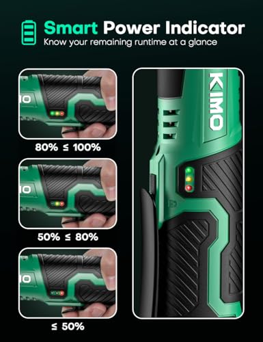 KIMO Cordless Electric Ratchet Wrench Set, 40Ft-lbs, 400RPM, 12V Cordless Ratchet Wrench 3/8" w/7Sockets, 1/4" Adapter, Infinitely Variable Speeds, Forward/Reverse Switch, 2x2.0 Battery & Fast Charger