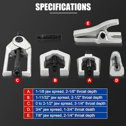 NYXOVA 5pcs Ball Joint Separator Pitman Arm Puller, Tie Rod End Tool Set for Front End Service, Splitter Removal Kit (Blue)