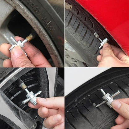 Car Tire Valve Stem Removal Tool, Multifunction Vehicle Wheel Air Stem Remover Installation Tool with 20 Valve Cores and 10 Caps, Automotive Tires Repair Accessories, Universal Fit