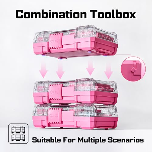Geinxurn 56Pieces Impact Screwdriver Bits Set, Magnetic S2 Steel Phillips/Slotted/Square/Torx Insert Power Bits Tips, Impact Bit Holder with Pink Storage Box Case - style: STKB056B-PK