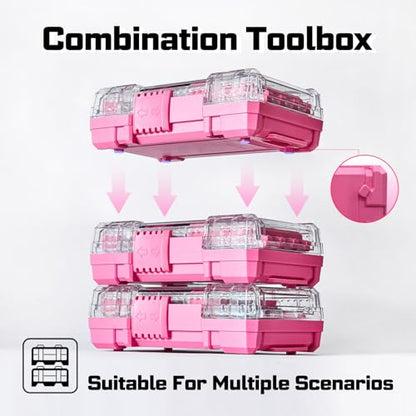 Geinxurn 56Pieces Impact Screwdriver Bits Set, Magnetic S2 Steel Phillips/Slotted/Square/Torx Insert Power Bits Tips, Impact Bit Holder with Pink Storage Box Case - style: STKB056B-PK
