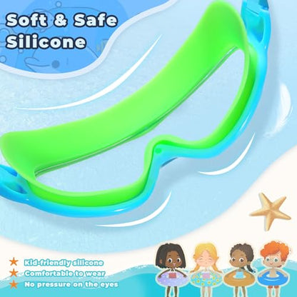 Keary 2 Pack Kids Swim Goggles for 3-15 UV Protection Anti-Fog Pool Water Swimming Goggles for Boys Girls Youth Toddler - color: Blue & Green