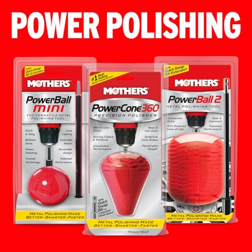 Mothers PowerCone 360, Polishing Tool with Quick Swap Bit (05146) | Patented Spherical Cone for Deep, Safe Metal Polishing in Hard-to-Reach Areas — Ideal for Wheels & Curved Surfaces - size: Single Unit