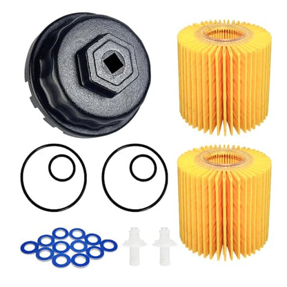 64mm Oil Filter Wrench with 04152-yzza1 Oil Filter Change Kit for Toyota,Tacoma,Camry,Tundra,Highlander,RAV4. Fits 2.5-5.7L Engines, Filter Removal Tool Set with Oil Drain Plug & Gasket for Lexus.