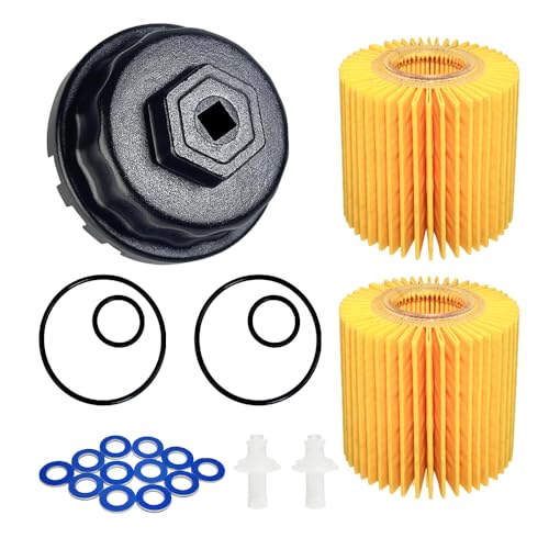 64mm Oil Filter Wrench with 04152-yzza1 Oil Filter Change Kit for Toyota,Tacoma,Camry,Tundra,Highlander,RAV4. Fits 2.5-5.7L Engines, Filter Removal Tool Set with Oil Drain Plug & Gasket for Lexus.