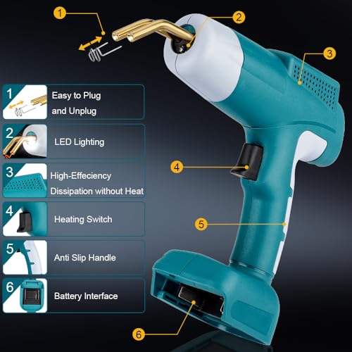 Choerinton Plastic Welder Compatible with Makita 18V Lithium Battery, with 600PCS Staples, Pure Copper Transformer, Rapid Heating, Plastic Welding Kit for Car Bumper, Dashboard & Repair(No Battery) - color: For Makita Battery