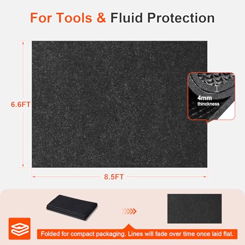 Heavy Duty Oil Spill Mat for Garage Floor, Extra Thick Absorbent with Anti-Slip Rubber Backing, Reusable Under Car Leak Pad (6.6 * 8.5FT) - size: 6.6*8.5FT