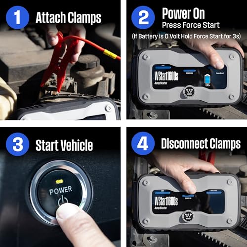 Westinghouse 2000A Portable Jump Starter & USB Power Bank - 12V Car Battery Booster Pack Jump Box for Up to 7.0L Gas & 5.0L Diesel Engines, Bright LED Flashlight, IP65 Rated Waterproof Housing - size: 2000A