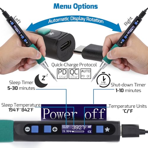 WEP 928D-IV Soldering Iron Kit with Fast Heating with C235 Tip, Dynamic Screen, Compact USB Soldering Iron with Tool Bag, Multi-Functional Cover, Type-C Charging, Sleep Mode, PD/QC Protocols - style: Upgraded Style