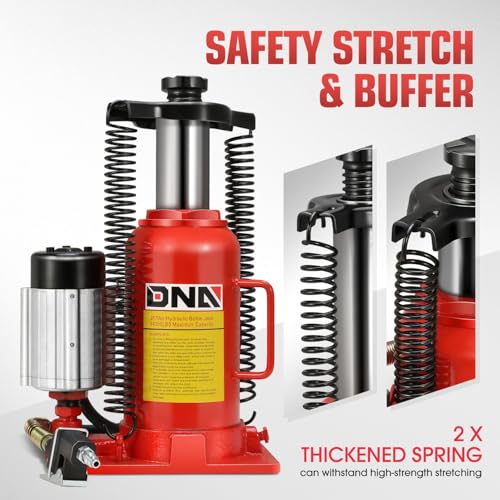 DNA Motoring 20 Ton Air Hydraulic Bottle Jack Air-Operated Hydraulic Bottle Jack Portable Low Profile Manual Jack Air Jack for Car Pickup Truck RV Auto Repair w/Handle, TOOLS-00769 - color: red, style: Air-Operated Hydraulic-20 ton