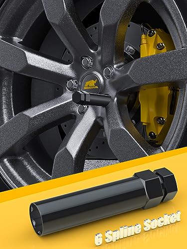 MIKKUPPA 2pcs 6 Point Spline Lug Nuts Socket Key Tool - for 17.6mm Inner Diameter - Compatible with 17mm Replacement Spline Socket - color: Black, size: 6 Spline - 2 PCS