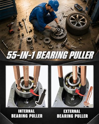 INCENDIOS 55-in-1 Bearing Puller Set, Blind Hole Bearing Removal Tool with Internal & External Bearing Puller Tools, Inner Outer Bearing Separator Kit for Automotive Motorcycle Industrial Repair