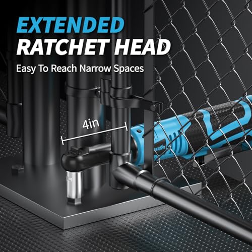FULLYEA Cordless Electric Ratchet Wrench Set, 16.8V 3/8 cordless ratchet, 550 RPM, Variable Speed Power Ratchet Tool Kit with 2 * 2.0Ah Battery, 1/4" Adapter & 3" Extension Bar(Blue)