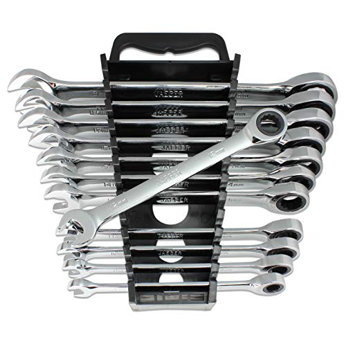 12pc MM/Metric TIGHTSPOT Ratcheting Wrenches - With Quick Access Wrench Organizer - Our standard in combination wrench sets from gear to tip - size: 12pc Metric Set