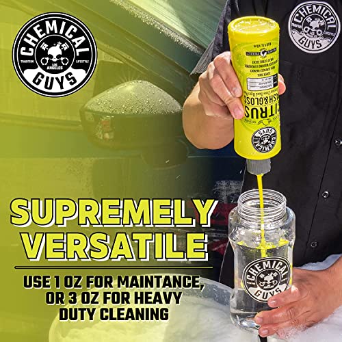 Chemical Guys CWS_301_64M Car Wash Starter Bundle - Citrus Wash & Gloss Foaming Car Wash Soap, 64 oz (Half Gallon) Citrus Scent + Chenille Wash Mitt (2 Items) Works on Cars, Trucks, SUVs, RVs & More - size: 64 oz