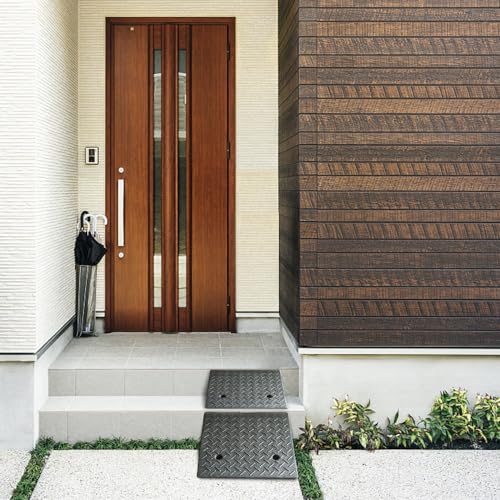 2 Pack Driveway Curb for Ramps, Portable Heavy Duty Rubber Shed, Suitable for Cars, Bicycles, Motorcycles, Wheelchairs, Lawn Mowers, Mobile Pets (19.7 x 19.7 x 6 Inch) - size: 6" Rise