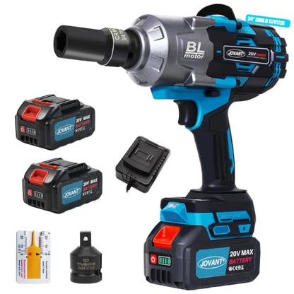 Cordless Impact Wrench Kit, 20V MAX 3/4 Impact Gun, 1474Ft-lbs(2000N.m) Brushless Impact Wrenches, Power Wrench with 6-Mode Speed, 2x4.0Ah Batteries Cordless Impact Driver for Car/Mower