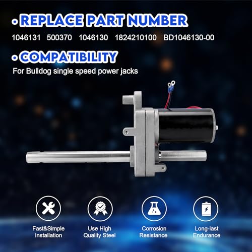 500370 RV Single Speed Drive Motor Compatible with Bulldog Electric Single-Speed Jacks, Replace for Bulldog Powered Drive Kit BD1046130-00, 1824200100, 1824210100, 1046131, 1046130