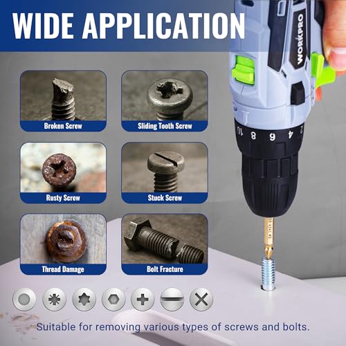 WORKPRO 6PCS Stripped Screw Extractor Set with Portable Case, Titanium Coated