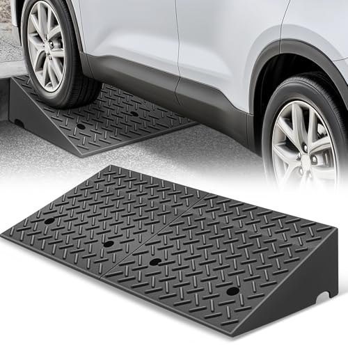 Auto Dynasty Rubber Curb Ramps, 7.9" Lift Height Curbside Driveway Ramp, 4410 LBS/2T Capacity Sidewalk Curb Ramp for Cars Trucks Bikes Motorcycles Wheelchairs - size: 7.9" Rise