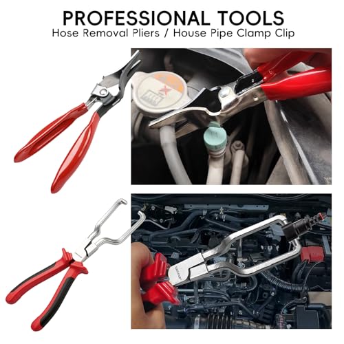 WISEUP 17pcs Hose Clamp Pliers Set, Hose Clamp Removal Tool with Electrical Disconnect Pliers & Long Reach Wire Spring Plier Set for Automotive Fuel, Oil, Coolant, Radiator Hoses