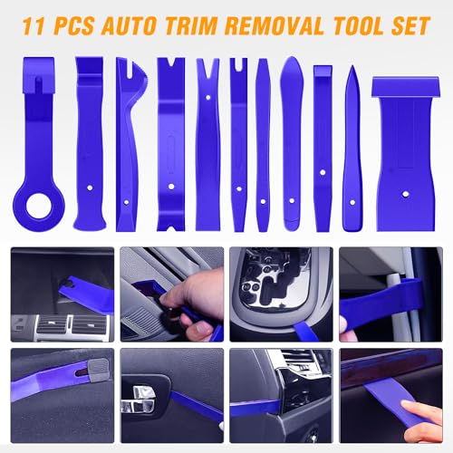GOOACC 11PCS Auto Trim Removal Tool Kit No-Scratch Tool Kit for Car Audio Dash Window Molding Fastener Remover Tool Kit-Blue - color: Blue, size: 11PCS Trim Removal Tool