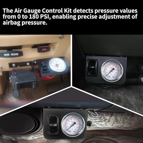Air Gauge Control Kit in-Cab Single Panel Paddle Valve Switch with Quick Connect Fitting for Air Bag Suspension System 0-180psi - color: Single dial