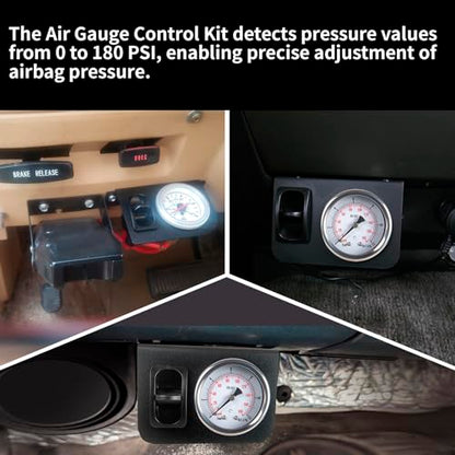 Air Gauge Control Kit in-Cab Single Panel Paddle Valve Switch with Quick Connect Fitting for Air Bag Suspension System 0-180psi - color: Single dial