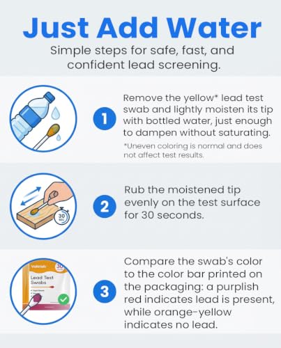 30 PCS Lead Test Kit for Dishes, Premium Water Activated At-Home Lead Testing Swabs, Fast & Accurate Detection for Dishes, Ceramics, Paint,Toys & Jewelry