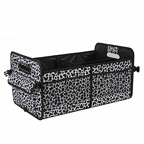 AOKJOY Car Trunk Organizer Car Storage Organizer Collapsible Multi Compartment Car Organizer Adjustable Straps Car Organizer for SUV(Cow) - color: cow