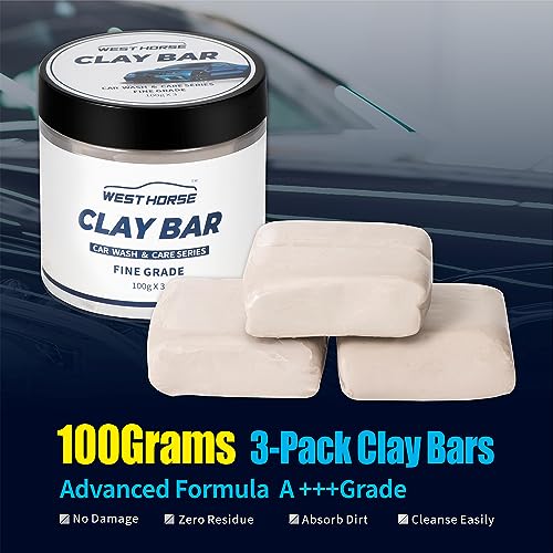Light Clay Bars Auto Detailing, Clay Bar for Cars Paint Protective Film, Paint Surface, Plastic and Metal Detailing(3x100g,White,Light) - style: Light