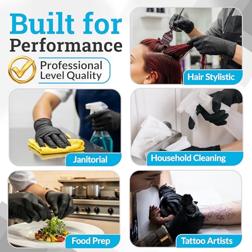 Hand-E Touch Black Nitrile Disposable Latex Free & Powder Free Gloves X-Large, 200 Count - BBQ, Tattoo, Hair Dye, Cooking & Mechanic Gloves - style: X Large