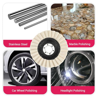 10 Pack Wool Felt Flap Disc Abrasives 4-1/2" x 7/8" Thicken Arbor Kit Buffing Polishing Cutting Wheel for Angle Grinder for Metal, Marble, Glass, Ceramic, Furniture, Car