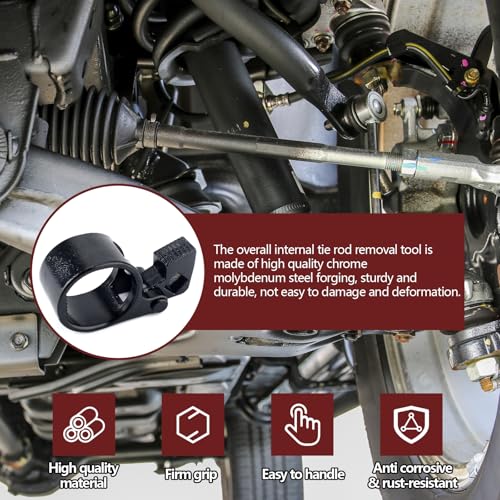 Inner Tie Rod Hex Wrench Repair Removal Tool,27-42mm Universal Tie Rod Puller with 1/2" Square Drive,Inner Tie Rod Tool Removal Kit Compatible with BMW/Mercedes Benz/Honda/Toyota/Ford