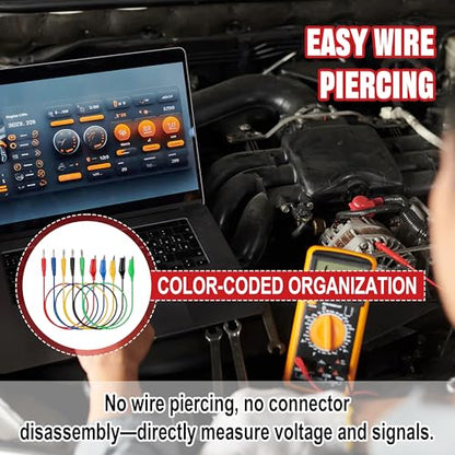 30pcs Back Probe Kit, Multimeter Back Probe Pins with Test Leads and Banana Plug to Copper Alligator Clips, Automotive Electrical Circuit Diagnostic Tool Set for Car Repair - color: 30pcs-colorful