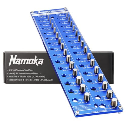 Thread Checker Wall Mounted, Nut and Bolt Thread Checker Board, Identify 31 SAE & Metric Sizes, Heavy Duty Bolt Size Finder & Screw Gauge, Garage Workshop Organizer Tool & Sizing Chart - size: 31 Thread Checker-S01
