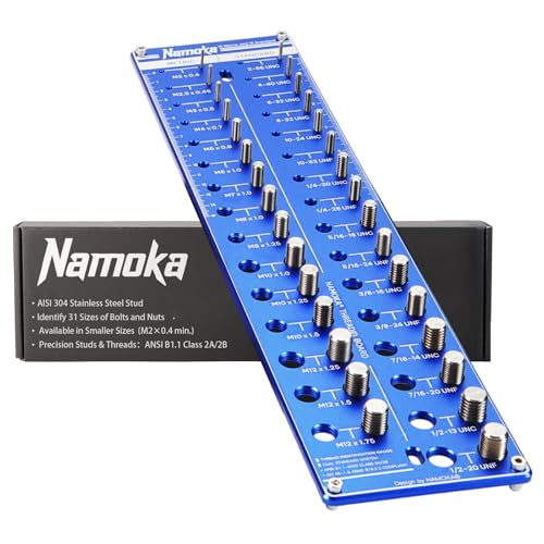 Thread Checker Wall Mounted, Nut and Bolt Thread Checker Board, Identify 31 SAE & Metric Sizes, Heavy Duty Bolt Size Finder & Screw Gauge, Garage Workshop Organizer Tool & Sizing Chart - size: 31 Thread Checker-S01