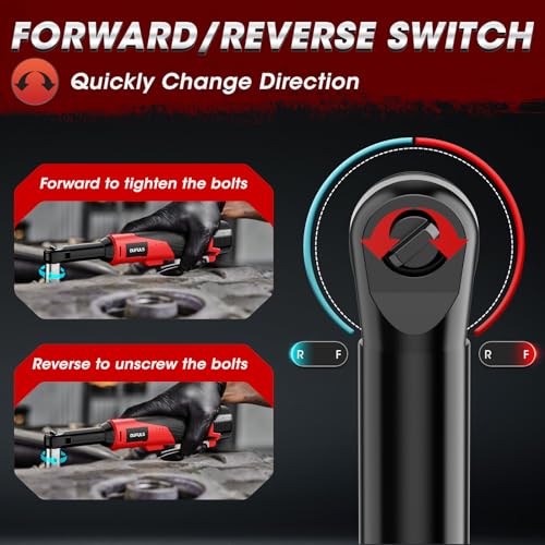 3/8" 18V Extended Cordless Ratchet Wrench, 550RPM 40 Ft-Lbs 4 Inch Electric Ratchet Driver with 2Pcs 2000 mAh Batteries & Charger, Battery Powered Ratchet Wrenches with 8 Sockets
