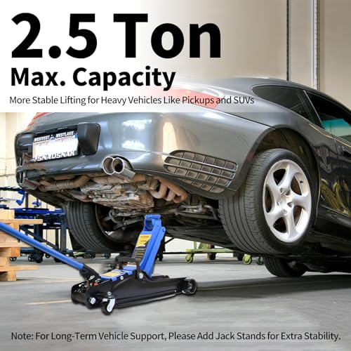 2.5 Ton Car Jack Low Profile Hydraulic Floor Jack, 5500 lbs Capacity, 3.4"-15.2" Lifting Range, Alloy Steel, Black, for Sedans and SUVs - color: Blue