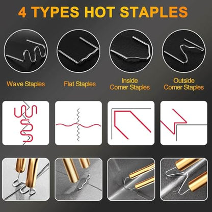 220W Plastic Welder, 2000PCS Staples Plastic welding Kit, Custom Carry Case Plastic Welder Kit, Super Powerful Fast Precise Portable Plastic Repair Kit, Hot Stapler Bumper Repair Kit - color: Black