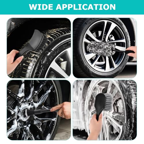 9PCS Car Wheel Cleaning Pro Kit, Tire Brush, Detailing Brush Set, Soft-bristled Rims Brush, Microfiber Flat Wheel Brushes, Double-Ended Detailing Brushes, Detailing Pads, Scratch-Free & Multipurpose