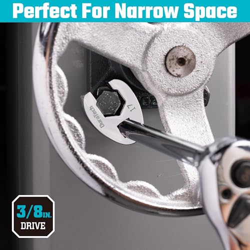 DURATECH 10-Piece 3/8" Drive Crowfoot Wrench Set, Flare Nut Wrench Set | Metric, 10mm-22mm, Designed for Tube Nuts and Flare Fittings on Brake, Fuel and A/C lines, 5-Point Grip, with Storage Rail