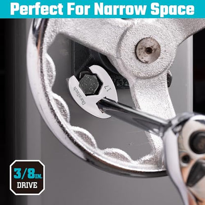 DURATECH 10-Piece 3/8" Drive Crowfoot Wrench Set, Flare Nut Wrench Set | Metric, 10mm-22mm, Designed for Tube Nuts and Flare Fittings on Brake, Fuel and A/C lines, 5-Point Grip, with Storage Rail