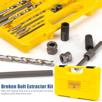Broken Bolt Extractor, 25-Piece Drill Bit Extractor Set,Easy Out Drill Bit Guides,Drill Extractor Kit for Removing Stripped,Damaged,Rusted, Rounded-Off Bolts, Automotive Nuts & Screws