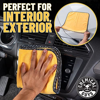 Chemical Guys, Professional Microfiber Towels, 16 x 16 in, Gold, 3 Pack | Ultra-soft, scratch-free towels to buff wax, dry panels and clean glass and interiors, machine washable - color: Yellow, size: 3 Pack