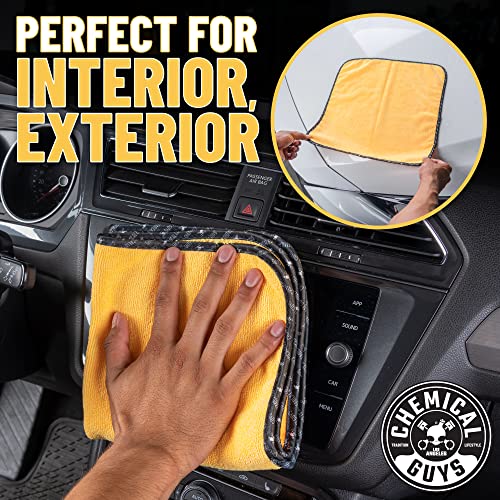 Chemical Guys, Professional Microfiber Towels, 16 x 16 in, Gold, 3 Pack | Ultra-soft, scratch-free towels to buff wax, dry panels and clean glass and interiors, machine washable - color: Yellow, size: 3 Pack
